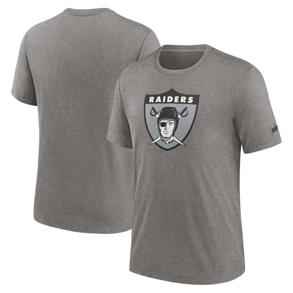 Las Vegas Raiders Rewind Logo Tri-Blend T-Shirt Heather Charcoal - Nike