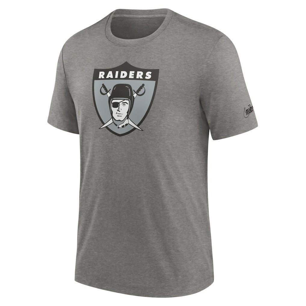 Las Vegas Raiders Rewind Logo Tri-Blend T-Shirt Heather Charcoal - Nike