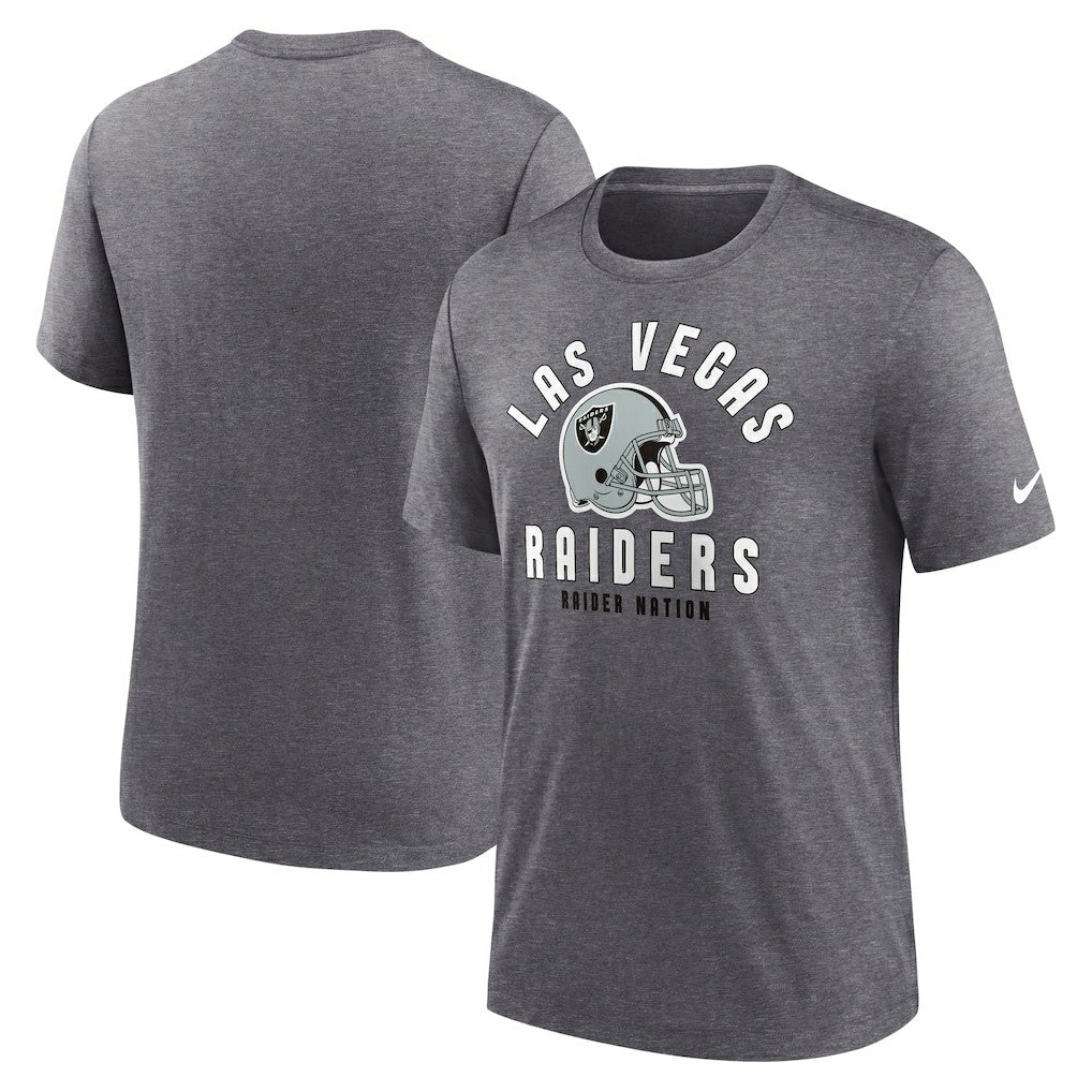 Las Vegas Raiders Helmet Tri-Blend T-Shirt Heather Charcoal - Nike