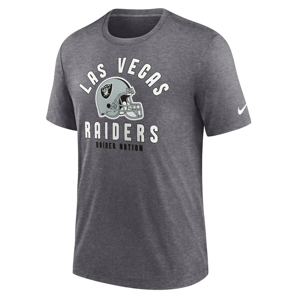 Las Vegas Raiders Helmet Tri-Blend T-Shirt Heather Charcoal - Nike