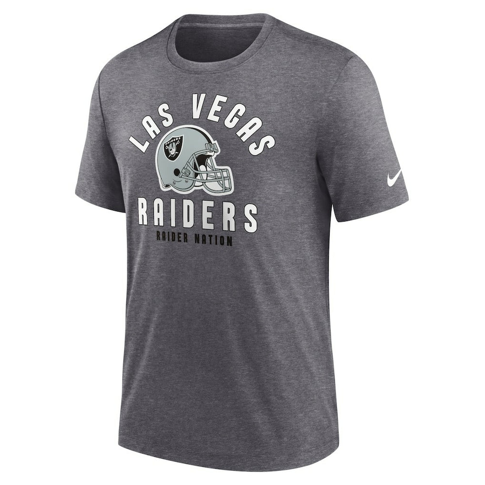 Las Vegas Raiders Helmet Tri-Blend T-Shirt Heather Charcoal - Nike