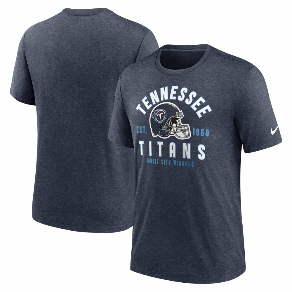 Tennessee Titans Helmet Tri-Blend T-Shirt Heather Navy - Nike
