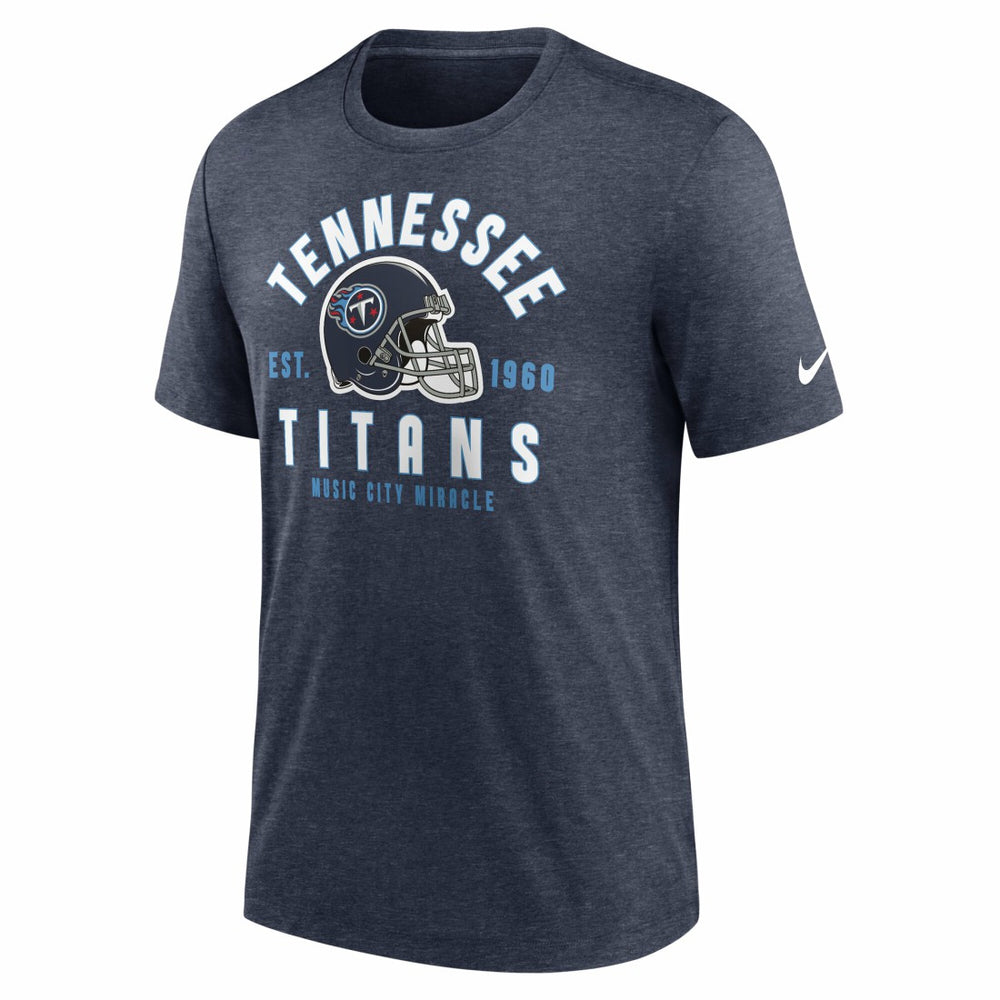 Tennessee Titans Helmet Tri-Blend T-Shirt Heather Navy - Nike