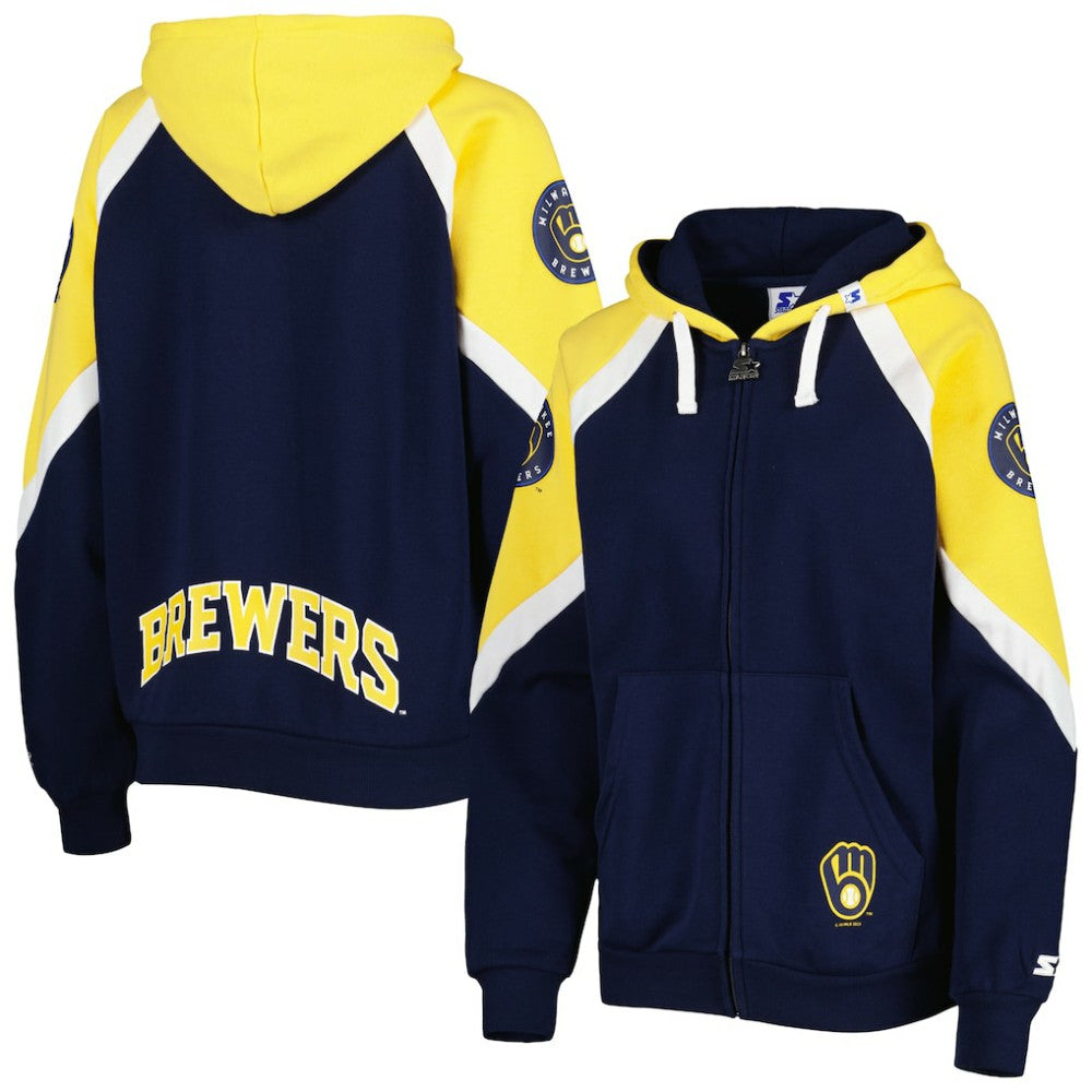 Milwaukee Brewers Starter Women's Hail Mary Full-Zip Hoodie for sale