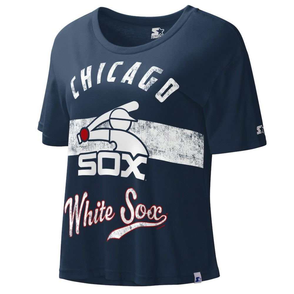 Chicago White Sox Starter Cooperstown Collection Women's Record Setter Crop Top On Sale