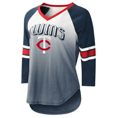 Minnesota Twins G-III 4Her by Carl Banks Women's Lead-Off Raglan 3/4-Sleeve V-Neck T-Shirt Lifestyle