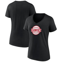NBA - Atlanta Hawks Women's Alternate Logo V-Neck T-Shirt - Black