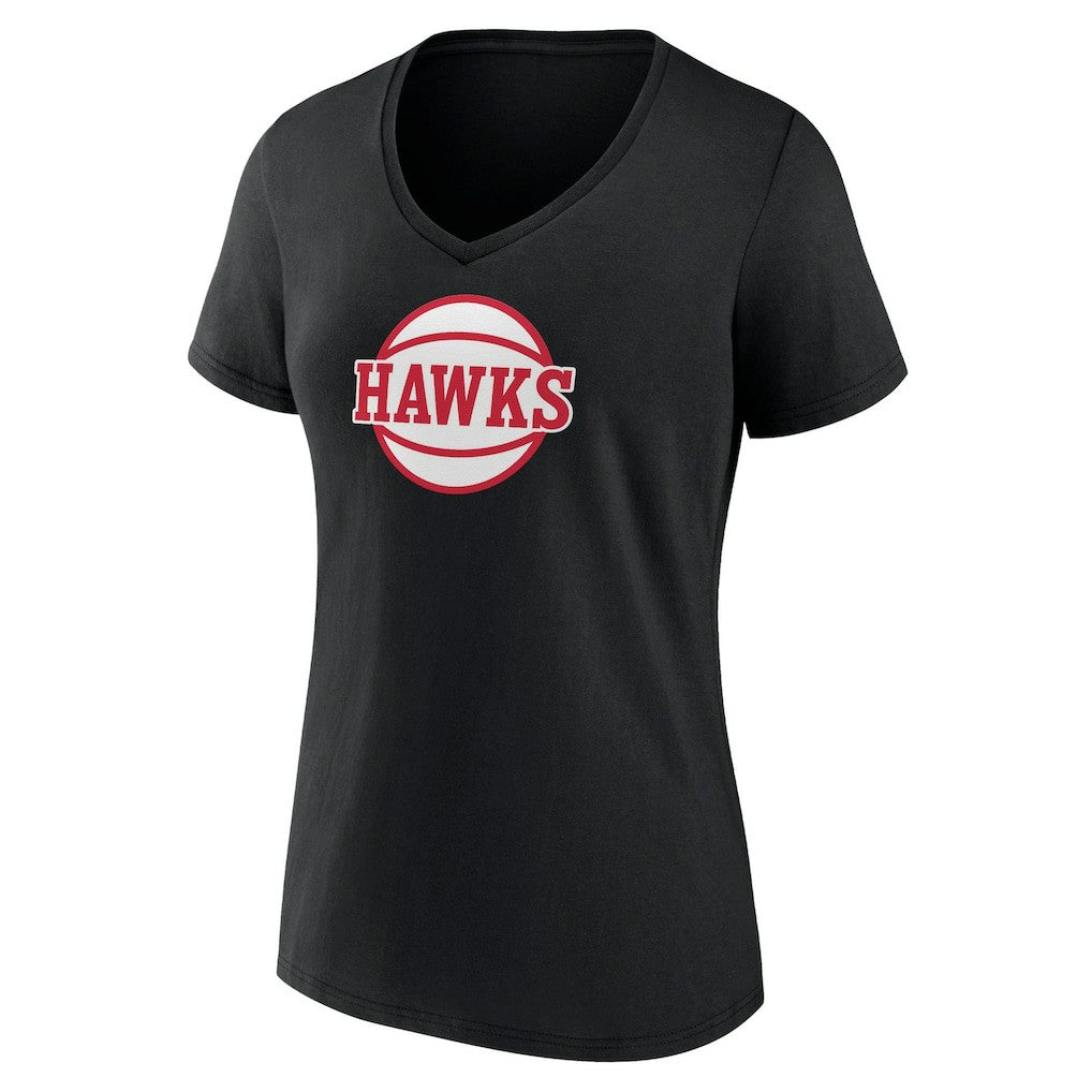NBA - Atlanta Hawks Women's Alternate Logo V-Neck T-Shirt - Black