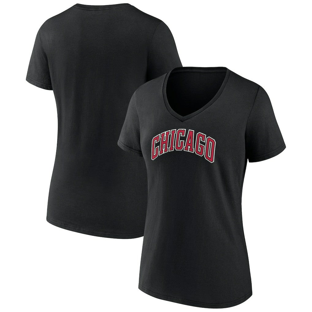 NBA - Chicago Bulls Women's Alternate Logo V-Neck T-Shirt - Black