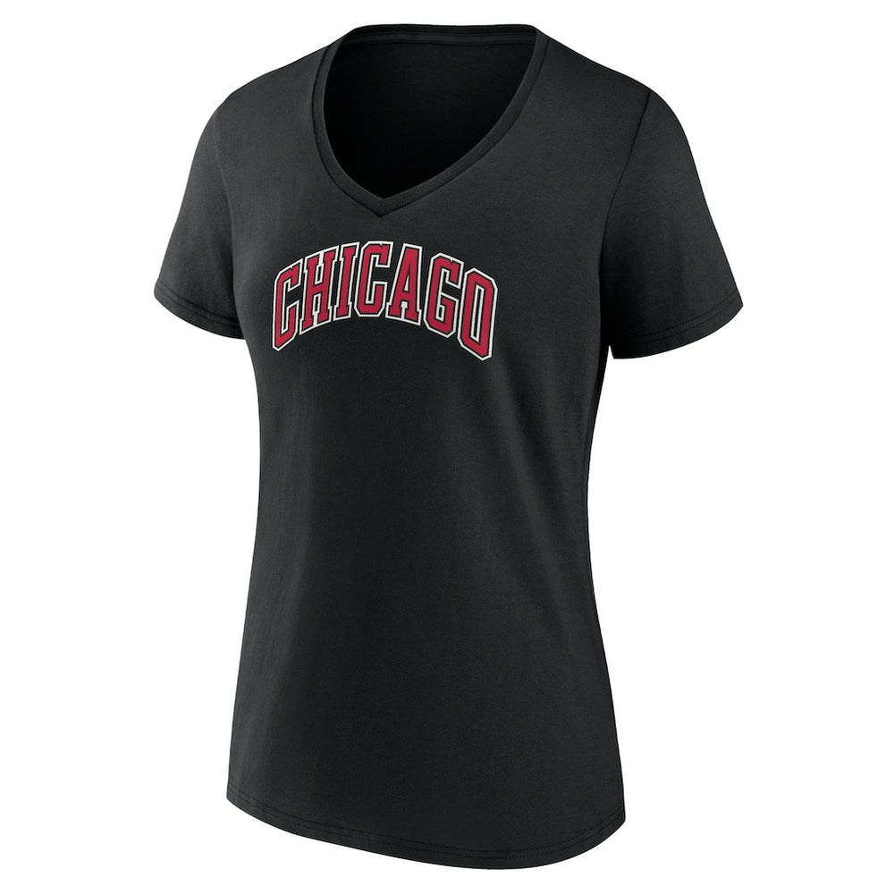NBA - Chicago Bulls Women's Alternate Logo V-Neck T-Shirt - Black