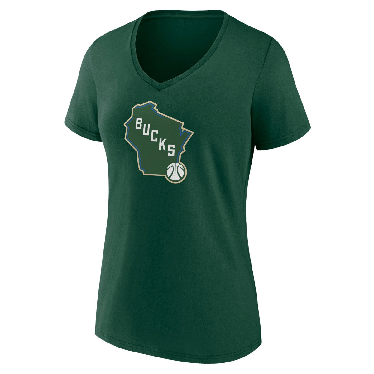 NBA - Milwaukee Bucks Women's Alternate Logo V-Neck T-Shirt - Green