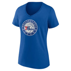 NBA - Philadelphia 76ers Women's Alternate Logo V-Neck T-Shirt - Royal