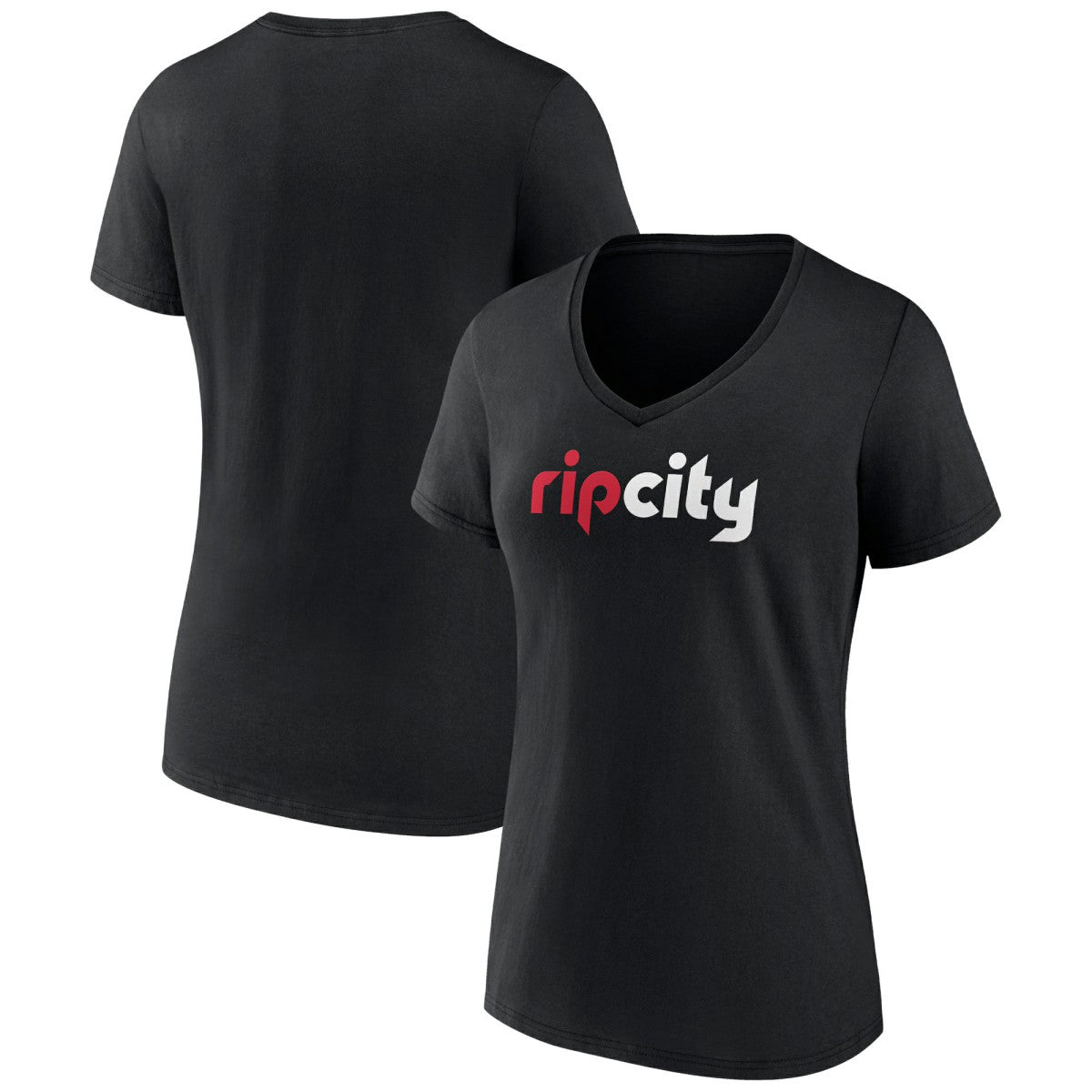 NBA - Portland Trail Blazers Women's Alternate Logo V-Neck T-Shirt - Black
