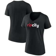 NBA - Portland Trail Blazers Women's Alternate Logo V-Neck T-Shirt - Black