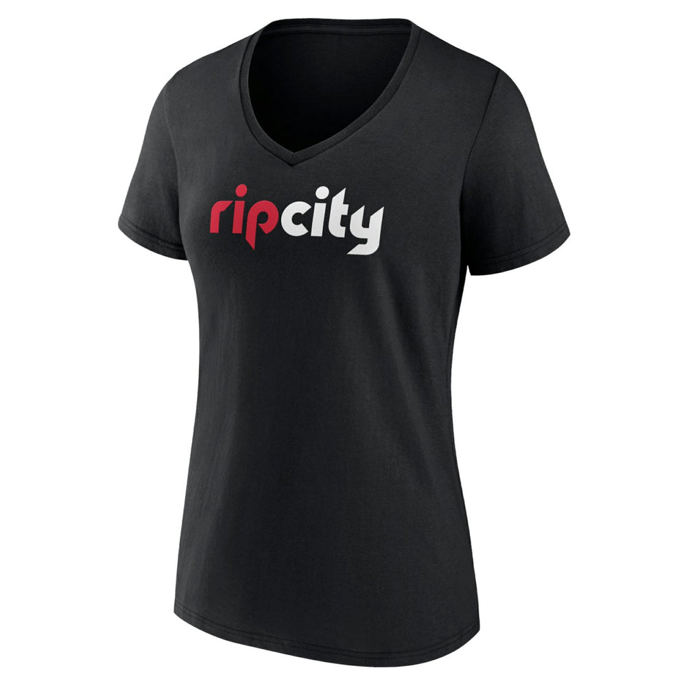 NBA - Portland Trail Blazers Women's Alternate Logo V-Neck T-Shirt - Black