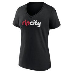 NBA - Portland Trail Blazers Women's Alternate Logo V-Neck T-Shirt - Black