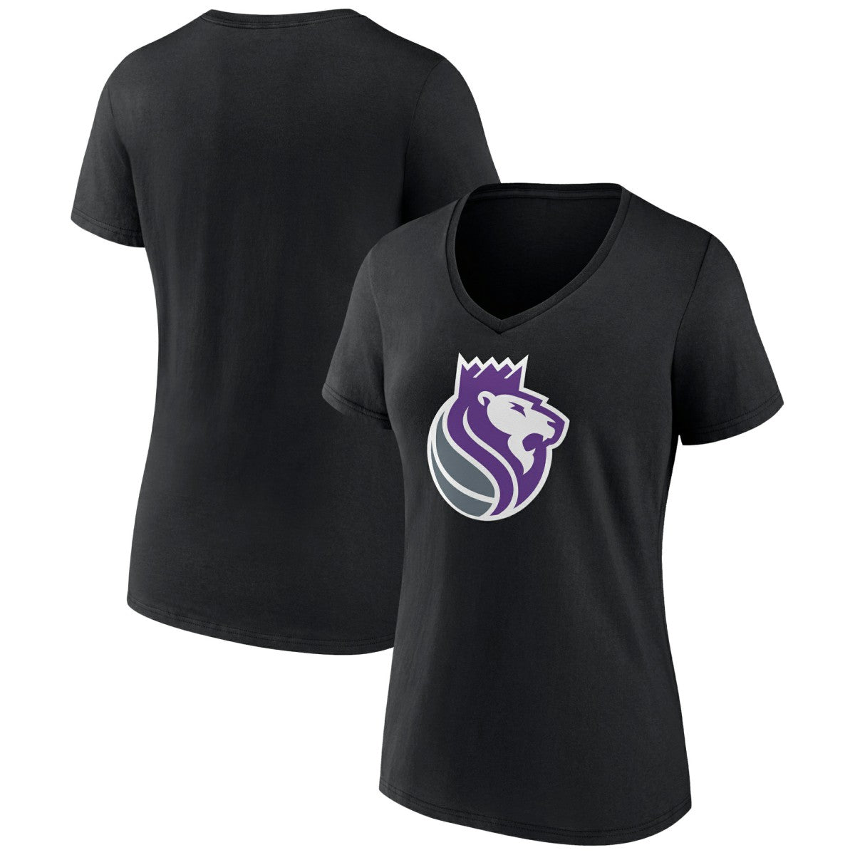 NBA - Sacramento Kings Women's Alternate Logo V-Neck T-Shirt - Black