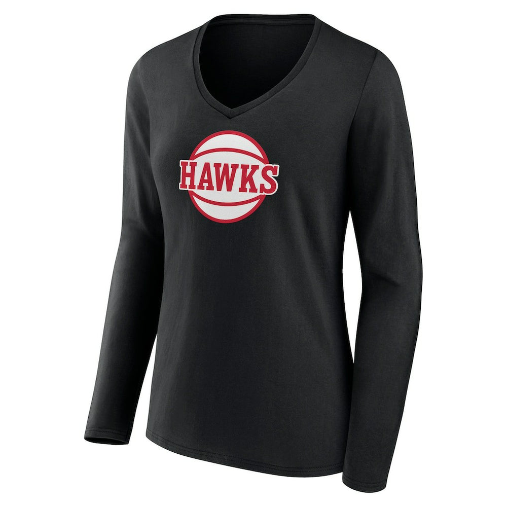 NBA - Atlanta Hawks Women's Alternate Logo V-Neck Long Sleeve T-Shirt - Black