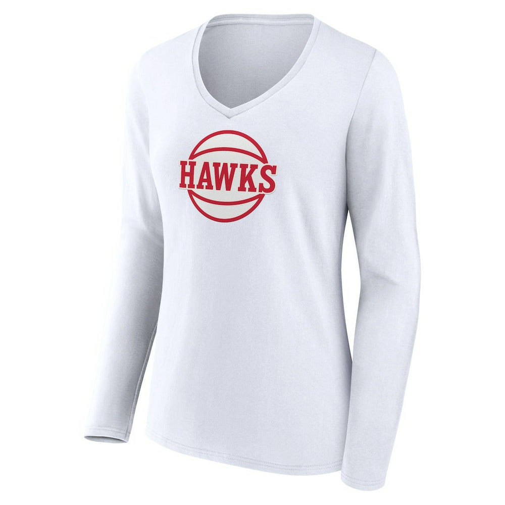 NBA - Atlanta Hawks Women's Alternate Logo V-Neck Long Sleeve T-Shirt - White