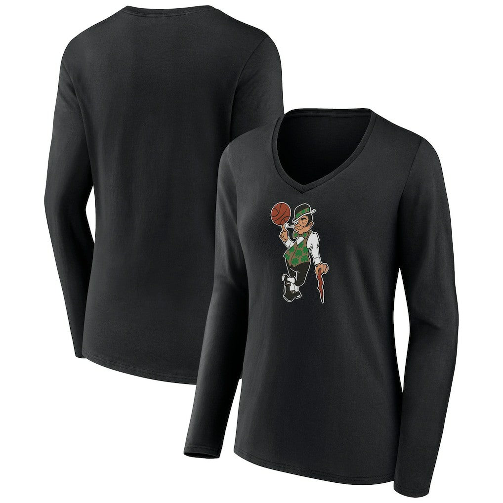 NBA - Boston Celtics Women's Alternate Logo V-Neck Long Sleeve T-Shirt - Black