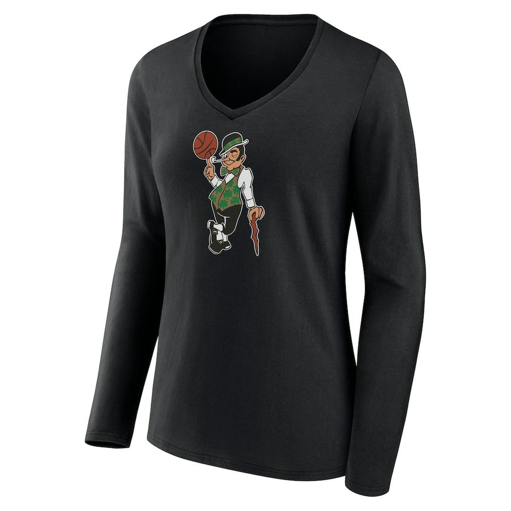 NBA - Boston Celtics Women's Alternate Logo V-Neck Long Sleeve T-Shirt - Black