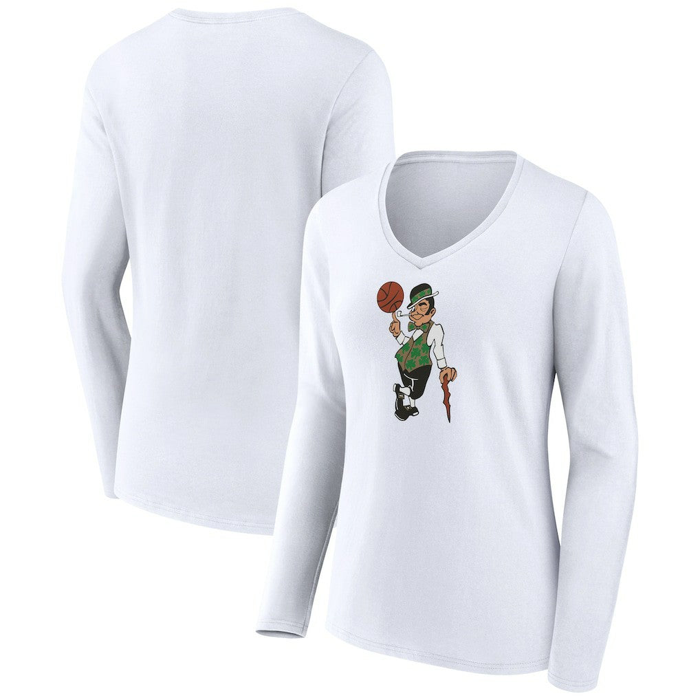 NBA - Boston Celtics Women's Alternate Logo V-Neck Long Sleeve T-Shirt - White