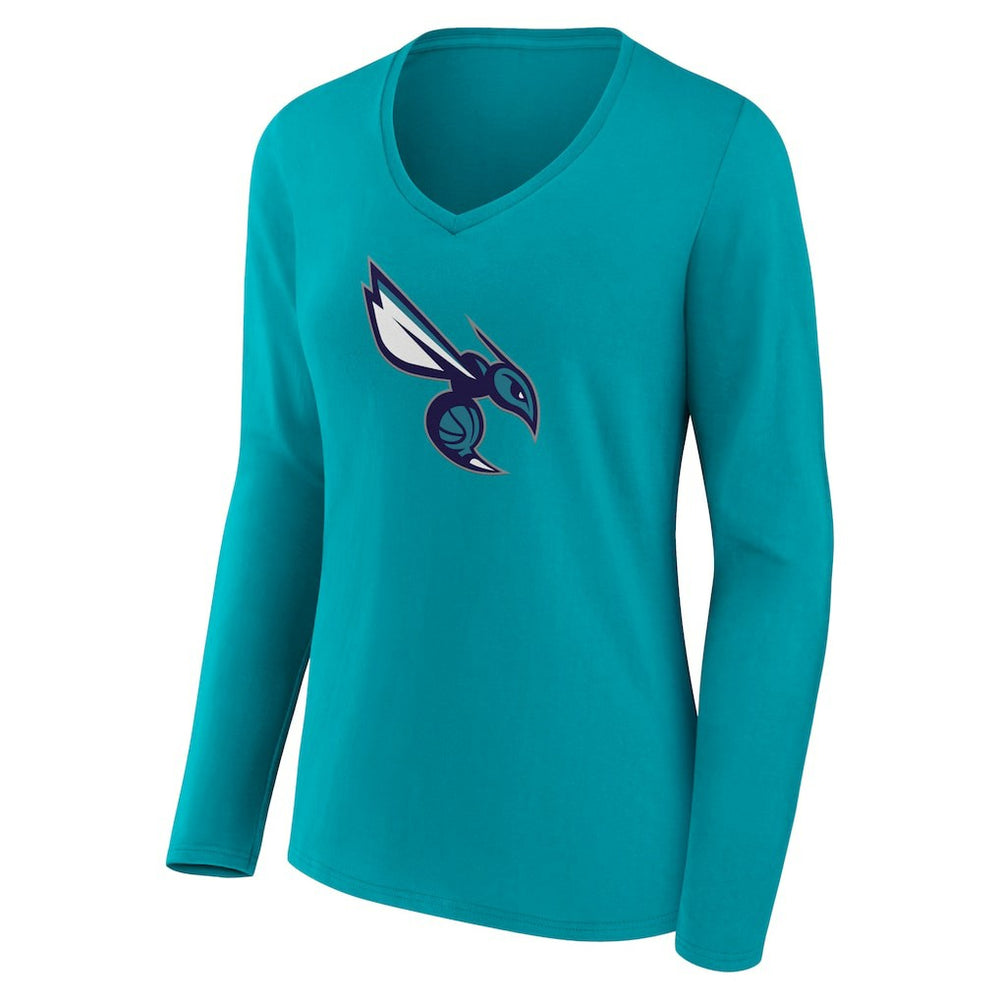 NBA - Charlotte Hornets Women's Alternate Logo V-Neck Long Sleeve T-Shirt - Aqua
