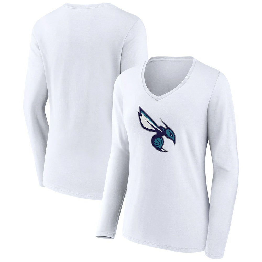 NBA - Charlotte Hornets Women's Alternate Logo V-Neck Long Sleeve T-Shirt - White