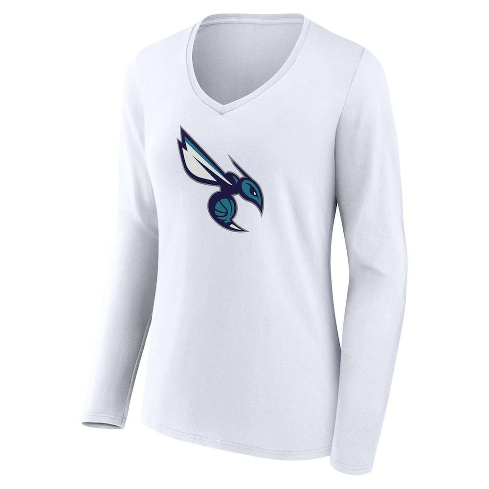 NBA - Charlotte Hornets Women's Alternate Logo V-Neck Long Sleeve T-Shirt - White