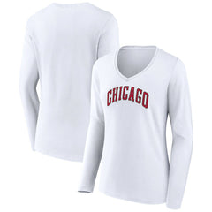 NBA - Chicago Bulls Women's Alternate Logo V-Neck Long Sleeve T-Shirt - White