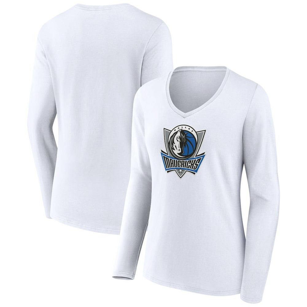 NBA - Dallas Mavericks Women's Alternate Logo V-Neck Long Sleeve T-Shirt - White