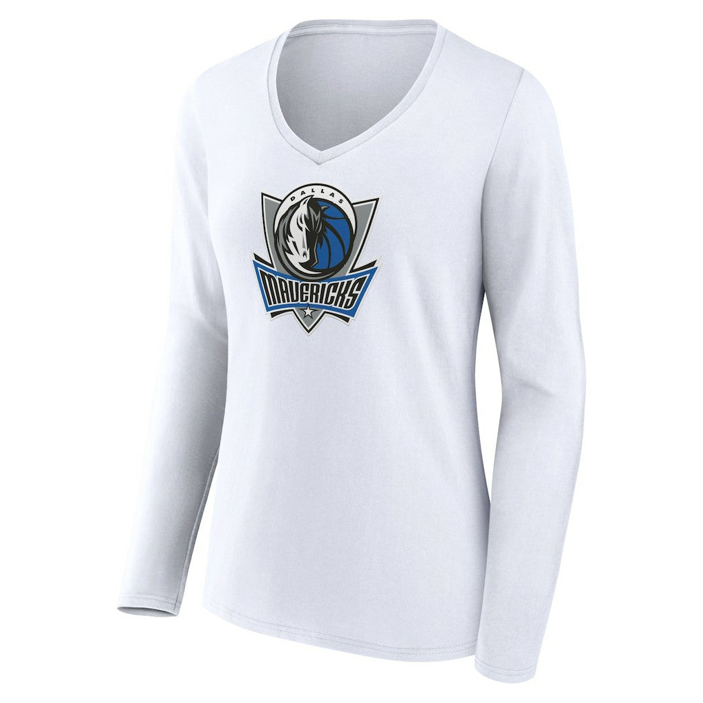 NBA - Dallas Mavericks Women's Alternate Logo V-Neck Long Sleeve T-Shirt - White