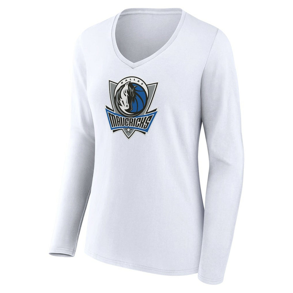 NBA - Dallas Mavericks Women's Alternate Logo V-Neck Long Sleeve T-Shirt - White