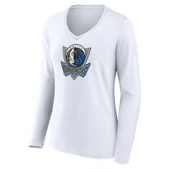 NBA - Dallas Mavericks Women's Alternate Logo V-Neck Long Sleeve T-Shirt - White