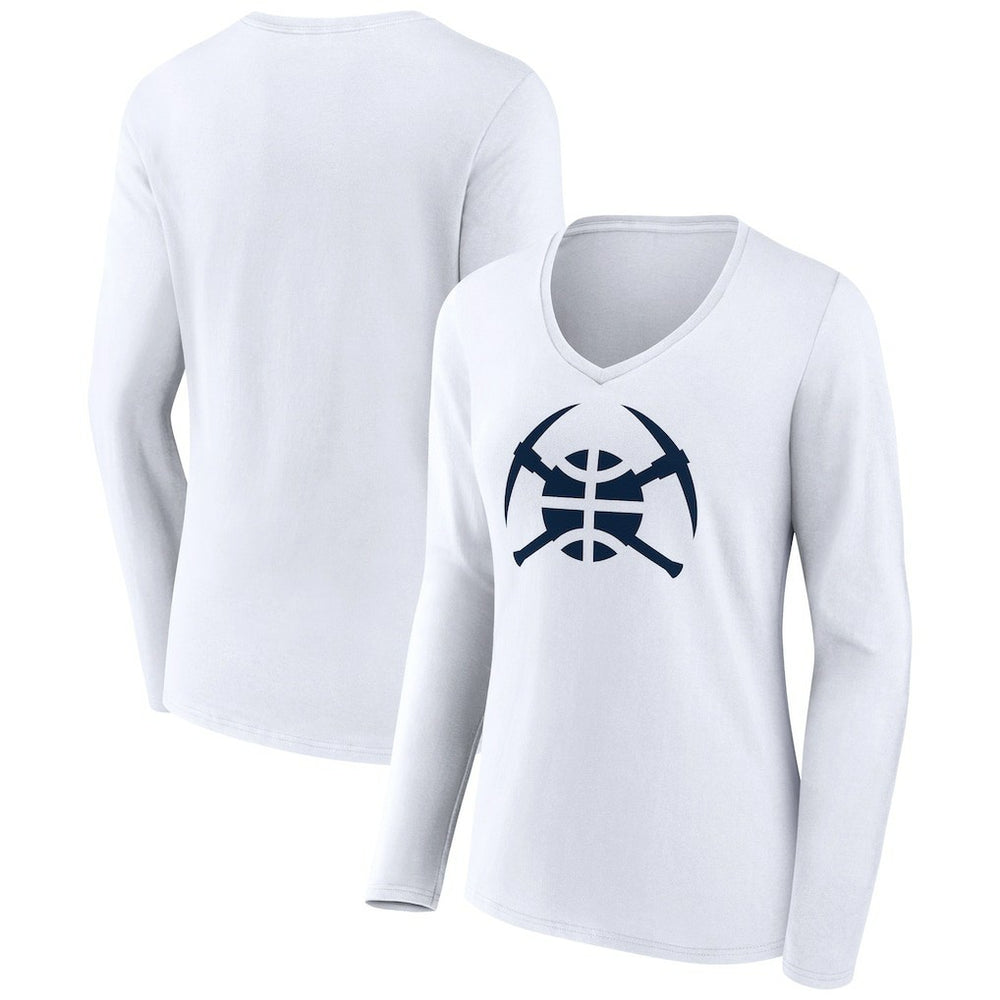 NBA - Denver Nuggets Women's Alternate Logo V-Neck Long Sleeve T-Shirt - White