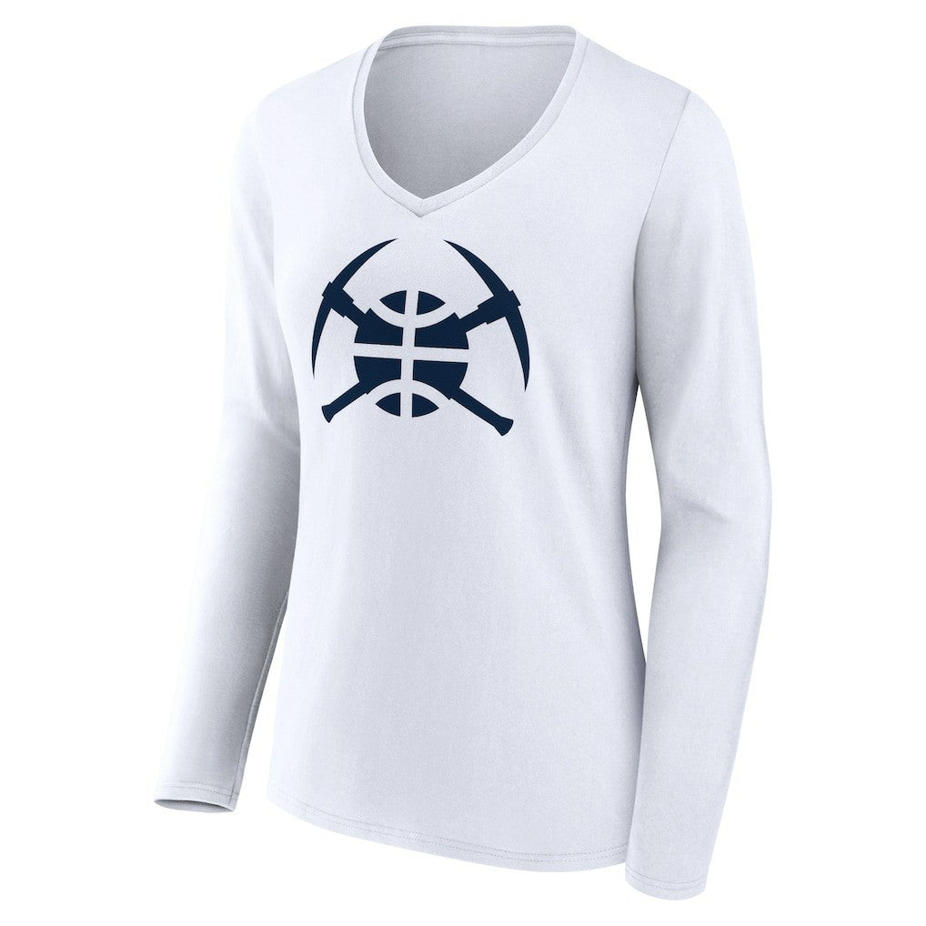 NBA - Denver Nuggets Women's Alternate Logo V-Neck Long Sleeve T-Shirt - White