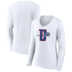 NBA - Detroit Pistons Women's Alternate Logo V-Neck Long Sleeve T-Shirt - White