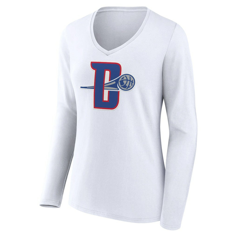 NBA - Detroit Pistons Women's Alternate Logo V-Neck Long Sleeve T-Shirt - White
