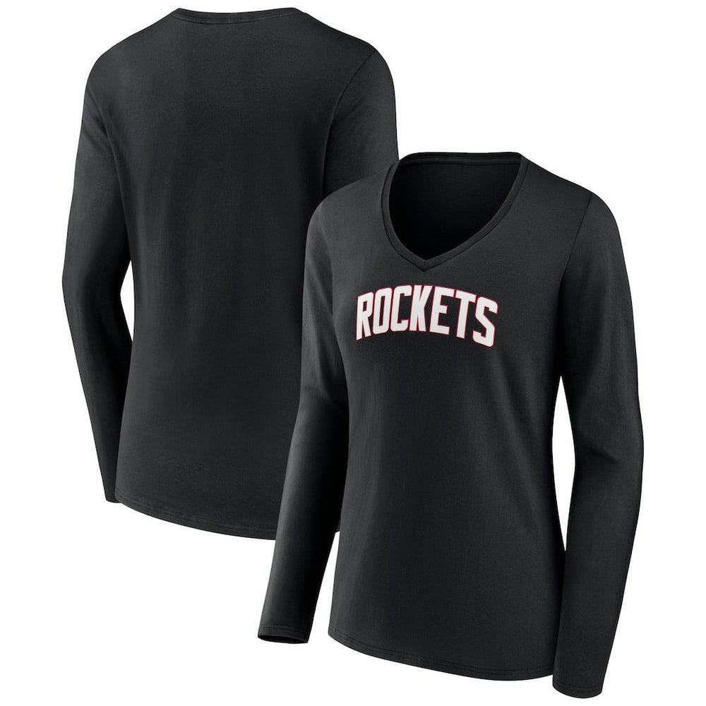 NBA - Houston Rockets Women's Alternate Logo V-Neck Long Sleeve T-Shirt - Black