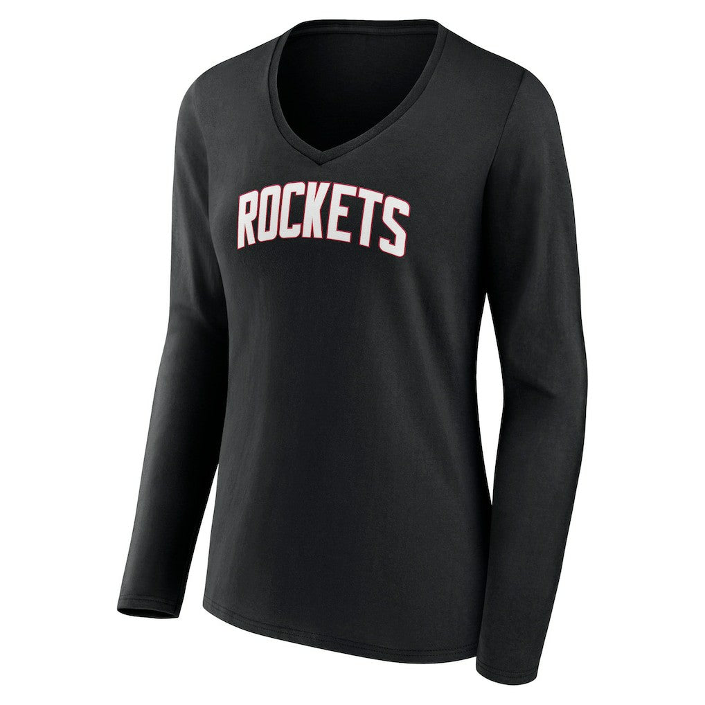 NBA - Houston Rockets Women's Alternate Logo V-Neck Long Sleeve T-Shirt - Black
