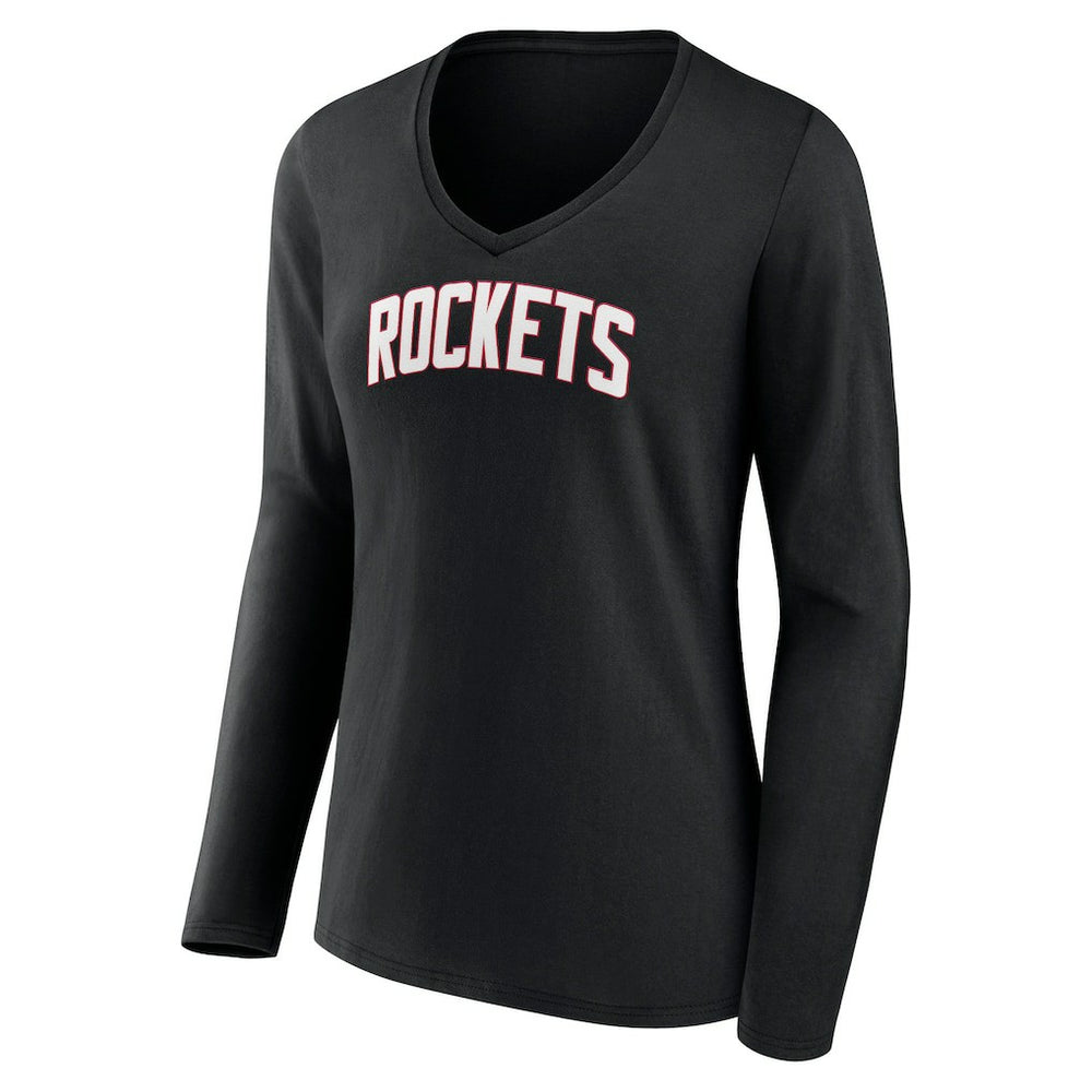 NBA - Houston Rockets Women's Alternate Logo V-Neck Long Sleeve T-Shirt - Black