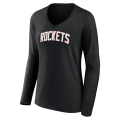 NBA - Houston Rockets Women's Alternate Logo V-Neck Long Sleeve T-Shirt - Black