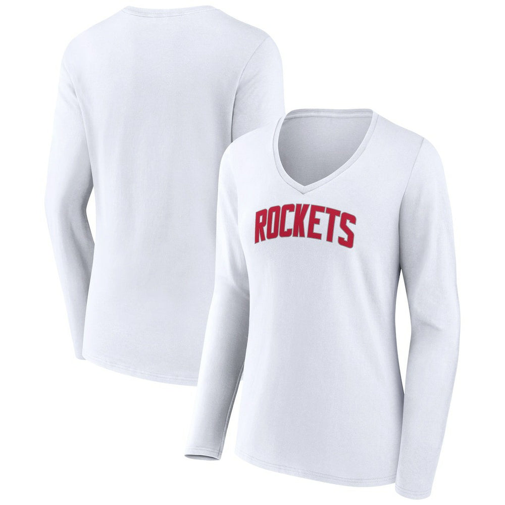 NBA - Houston Rockets Women's Alternate Logo V-Neck Long Sleeve T-Shirt - White