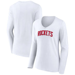 NBA - Houston Rockets Women's Alternate Logo V-Neck Long Sleeve T-Shirt - White