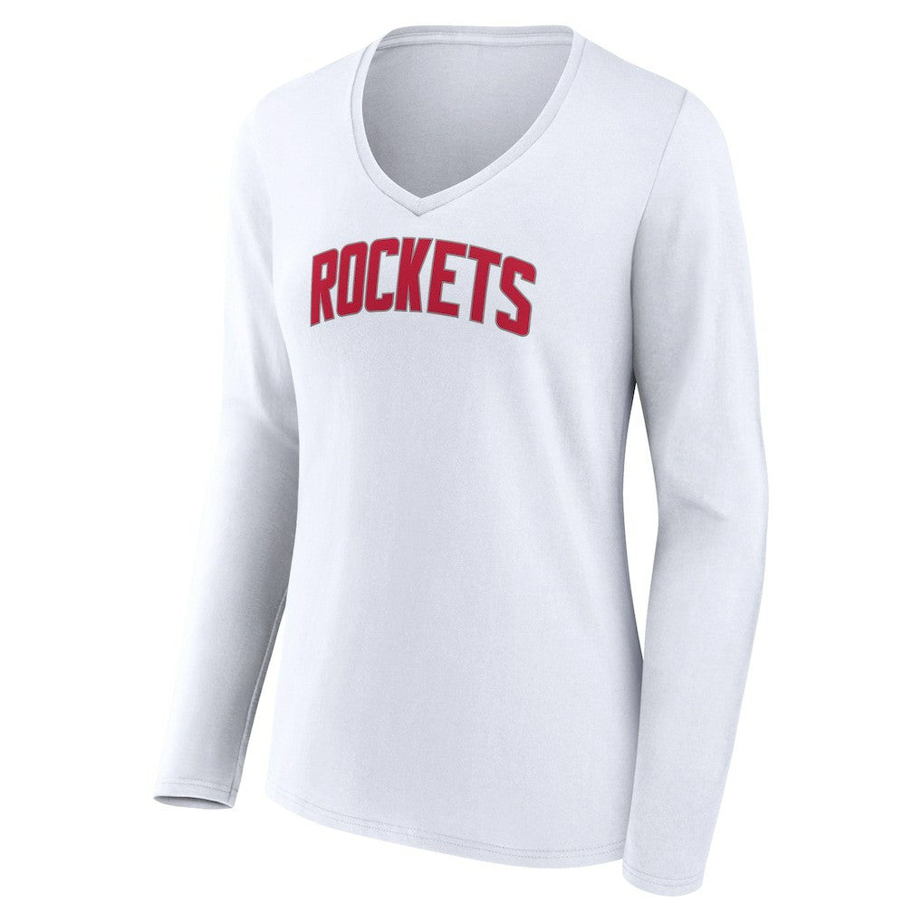 NBA - Houston Rockets Women's Alternate Logo V-Neck Long Sleeve T-Shirt - White