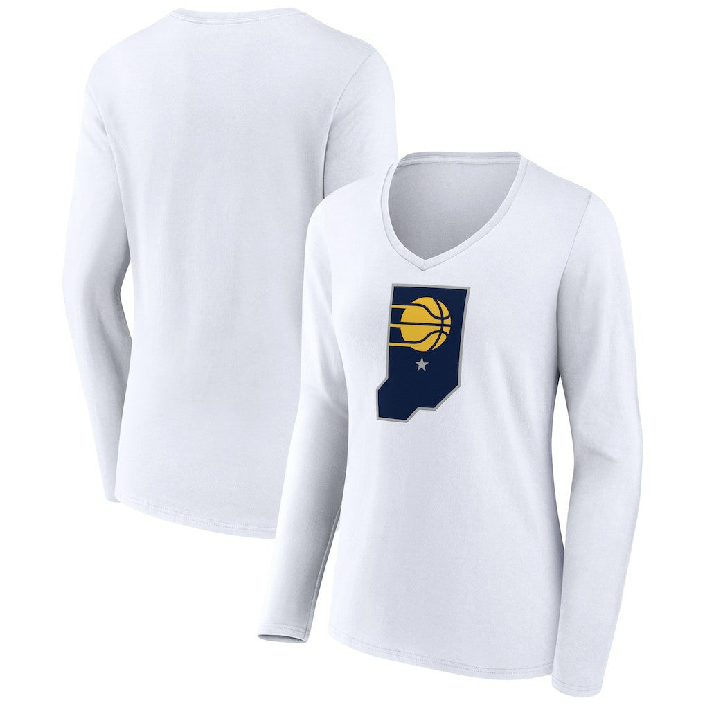 NBA - Indiana Pacers Women's Alternate Logo V-Neck Long Sleeve T-Shirt - White