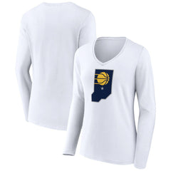 NBA - Indiana Pacers Women's Alternate Logo V-Neck Long Sleeve T-Shirt - White