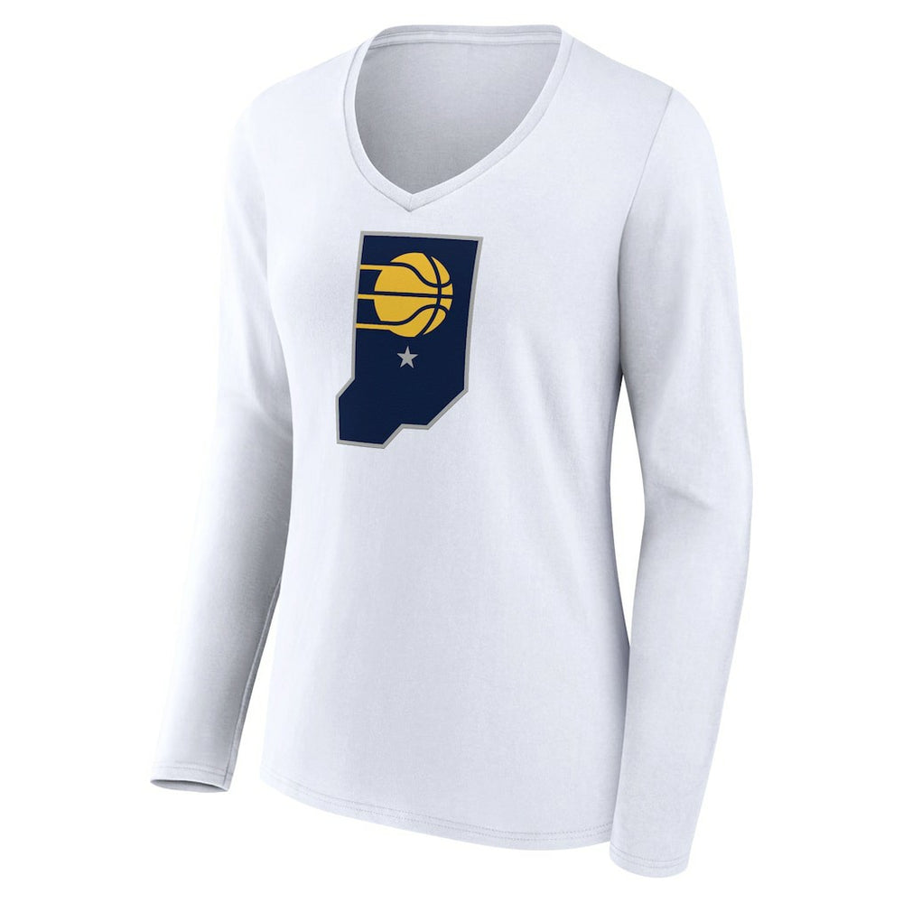NBA - Indiana Pacers Women's Alternate Logo V-Neck Long Sleeve T-Shirt - White