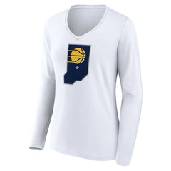 NBA - Indiana Pacers Women's Alternate Logo V-Neck Long Sleeve T-Shirt - White
