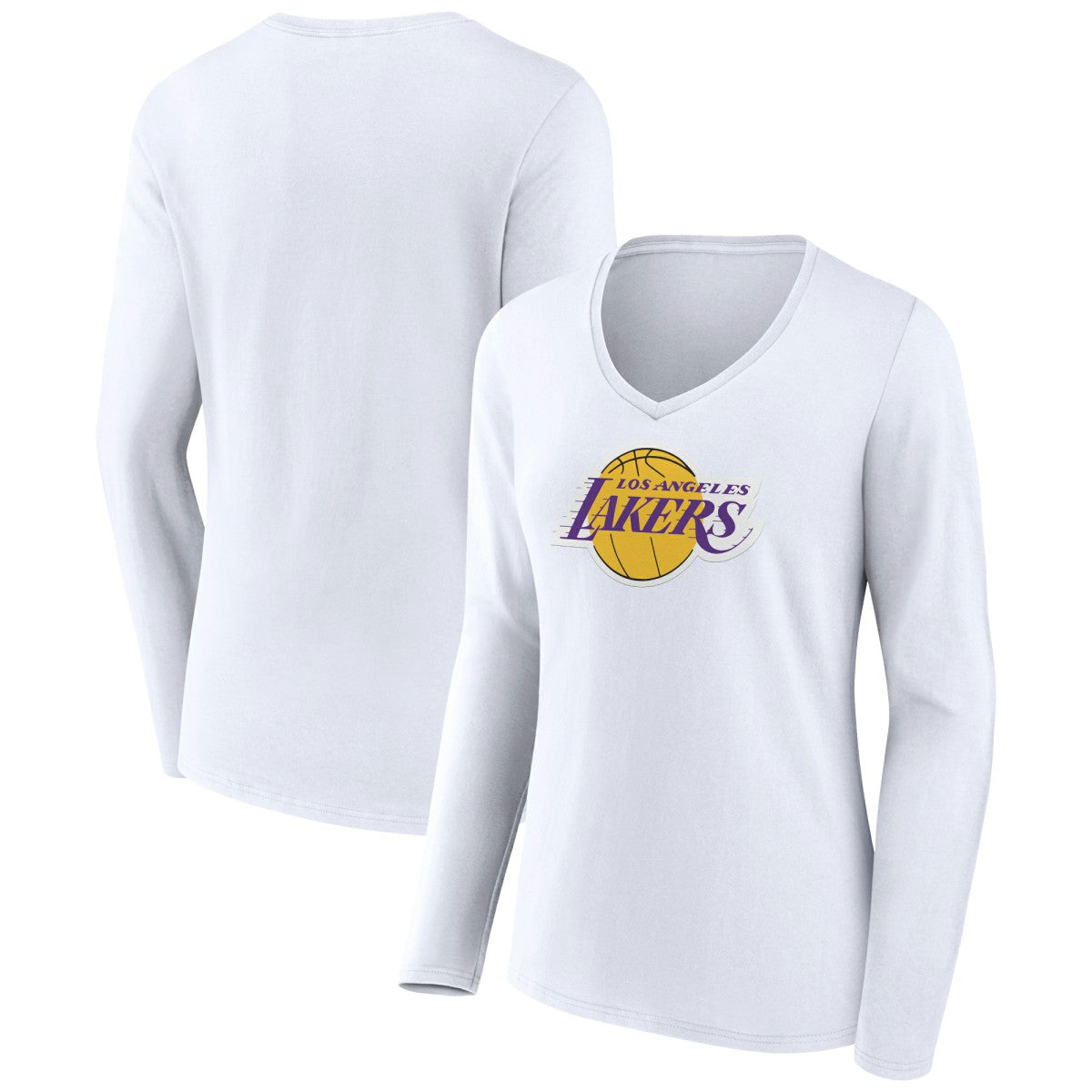 NBA - Los Angeles Lakers Women's Alternate Logo V-Neck Long Sleeve T-Shirt - White